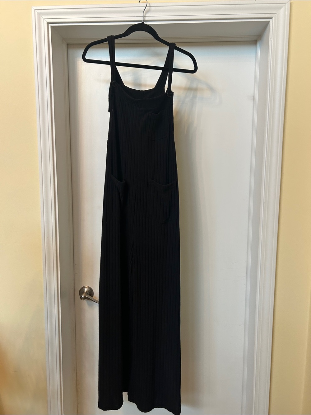 HALARA Black Ribbed Wide-Leg Jumpsuit
